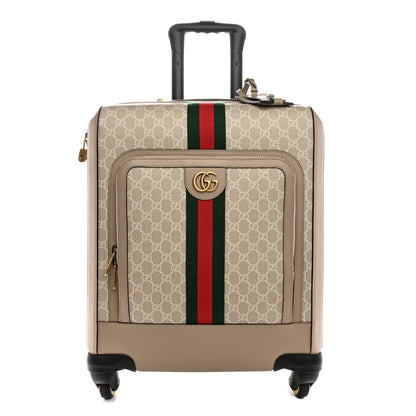 Gucci GG Supreme Monogram Textured Dollar Calfskin Web Small Savoy Cabin Trolley Beige Mystic White Oatmeal 1 of 15