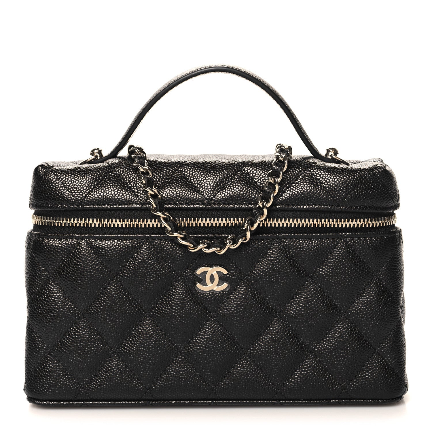 Chanel Caviar Quilted Top Handle Slim Vanity With Chain Black 1 of 11