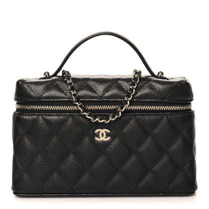 Chanel Caviar Quilted Top Handle Slim Vanity With Chain Black 1 of 11
