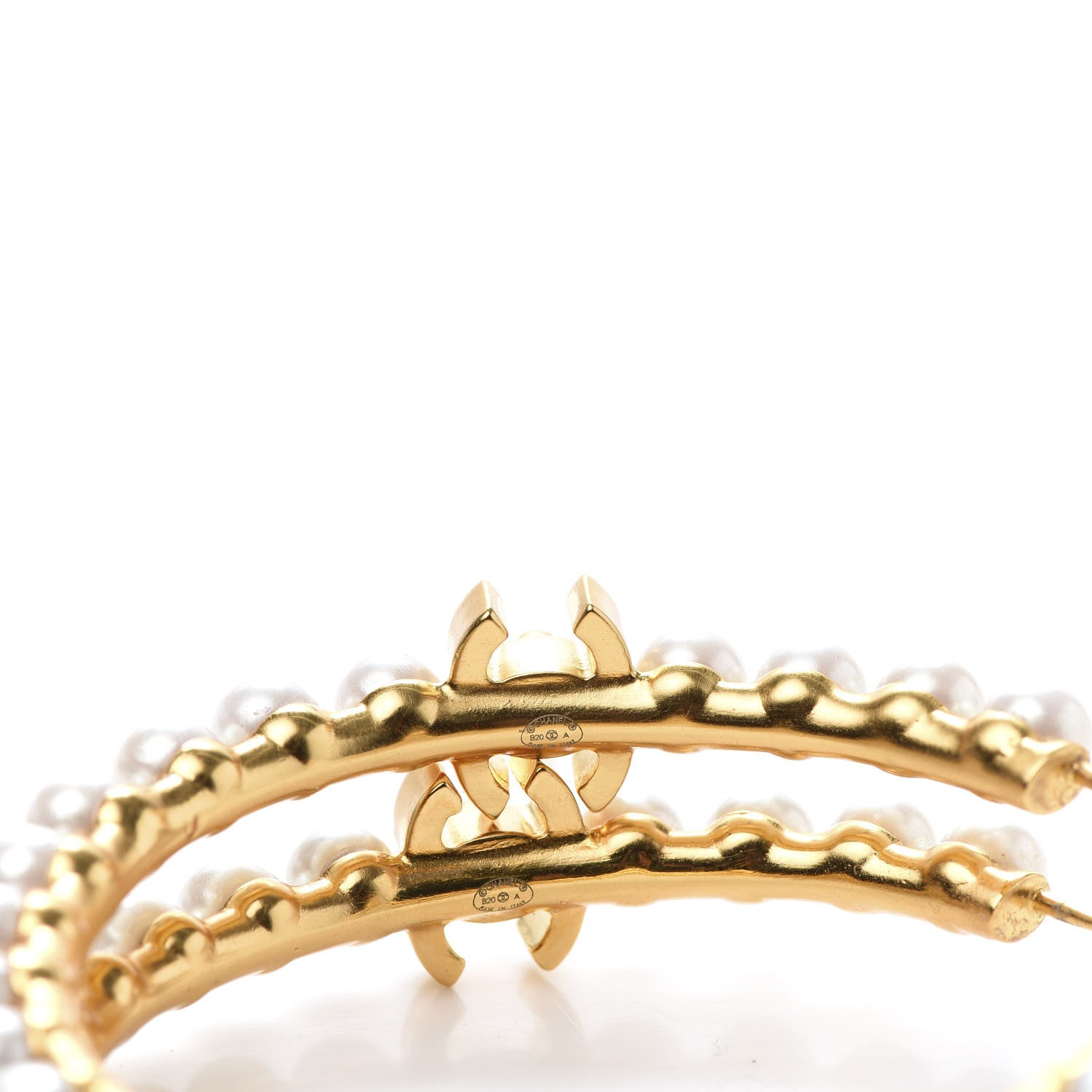 Chanel Pearl CC More Is More Hoop Earrings Gold 7 of 7