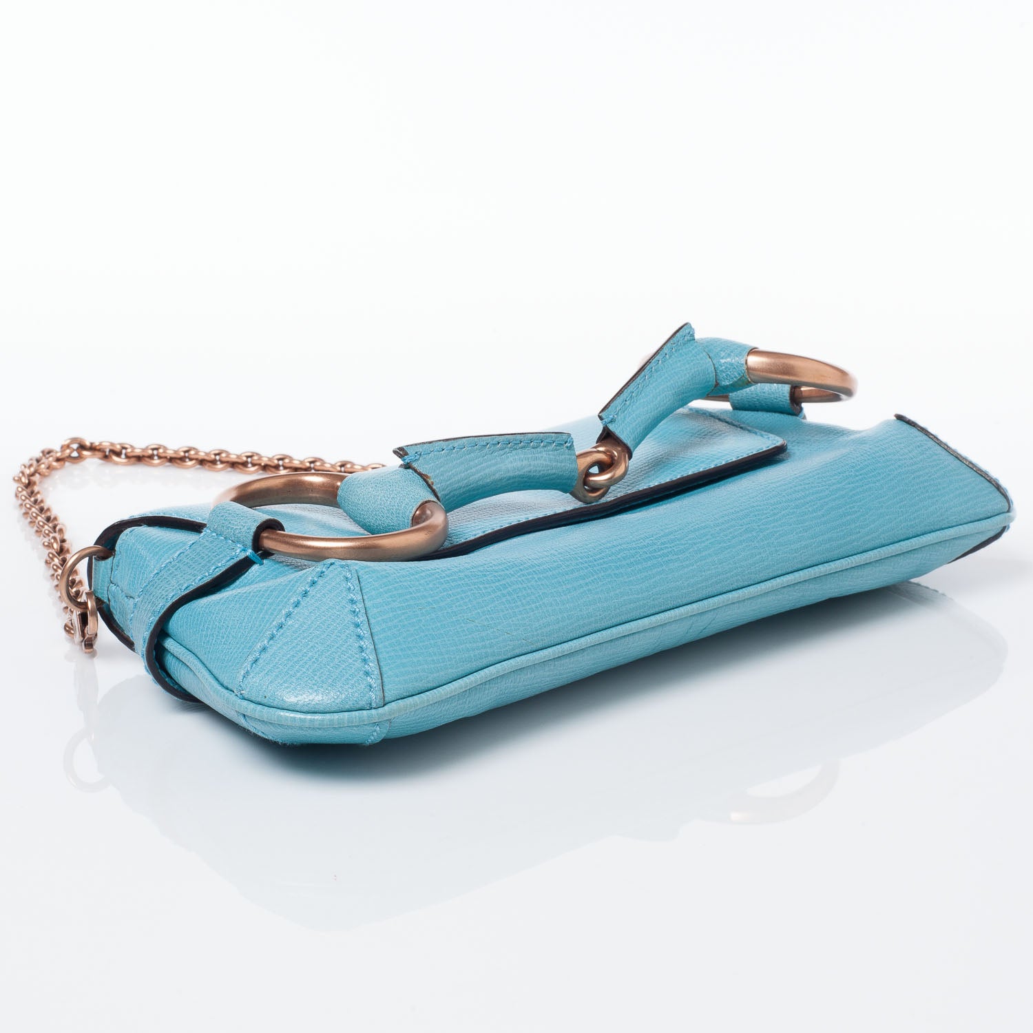Gucci Leather Horsebit Clutch Turquoise 4 of 8