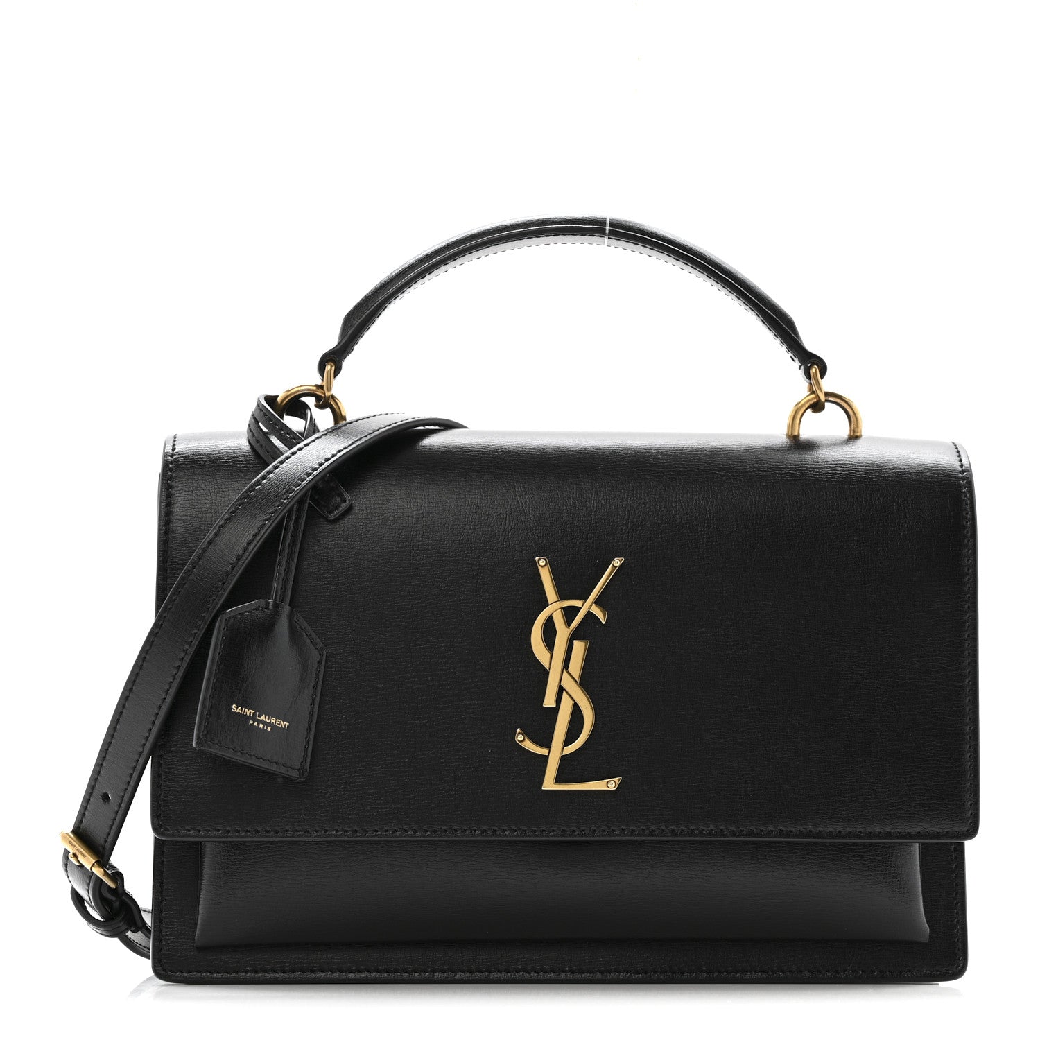 Saint Laurent Smooth Calfskin Medium Monogram Sunset Satchel Black 1 of 10