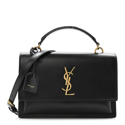Saint Laurent Smooth Calfskin Medium Monogram Sunset Satchel Black 1 of 10
