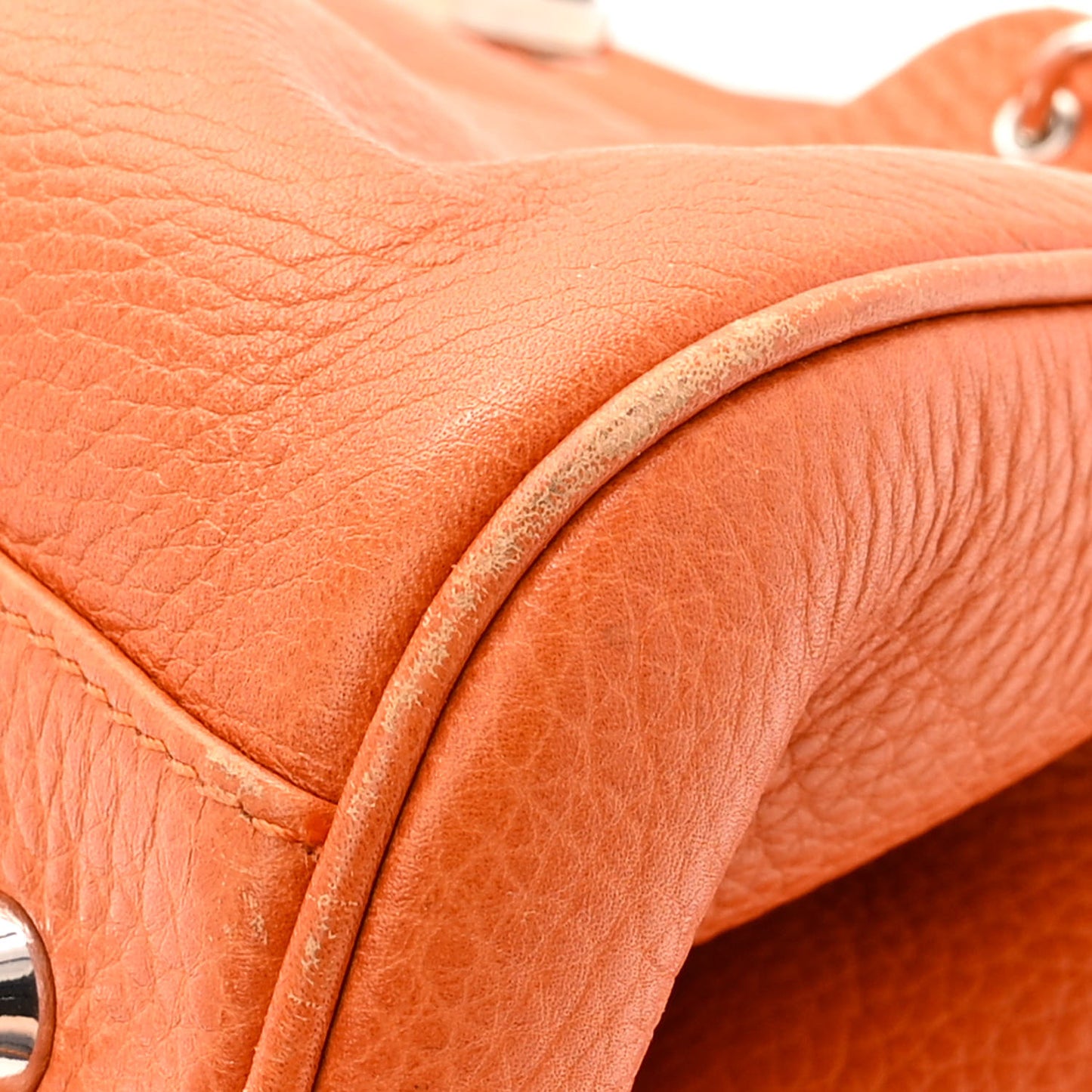 Grained Calfskin Frame Satchel Orange