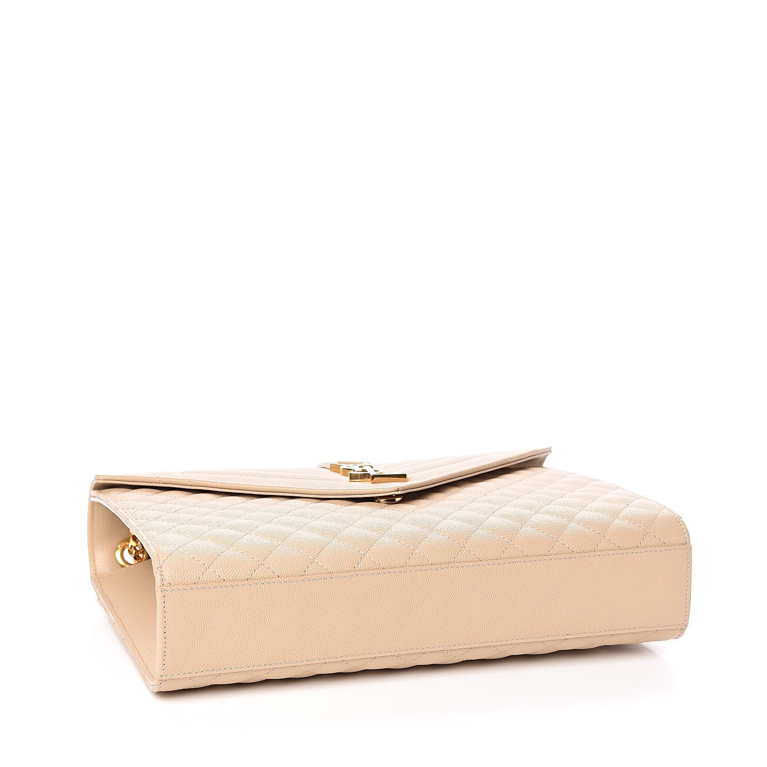 Saint Laurent Grain De Poudre Mixed Matelasse Large Triquilt Monogram Satchel Nude Powder 4 of 10
