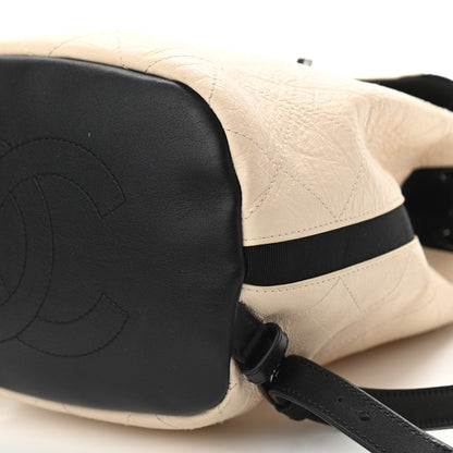 Chanel Crumpled Grained Calfskin Quilted Backpack Beige Ivory Black 10 of 10