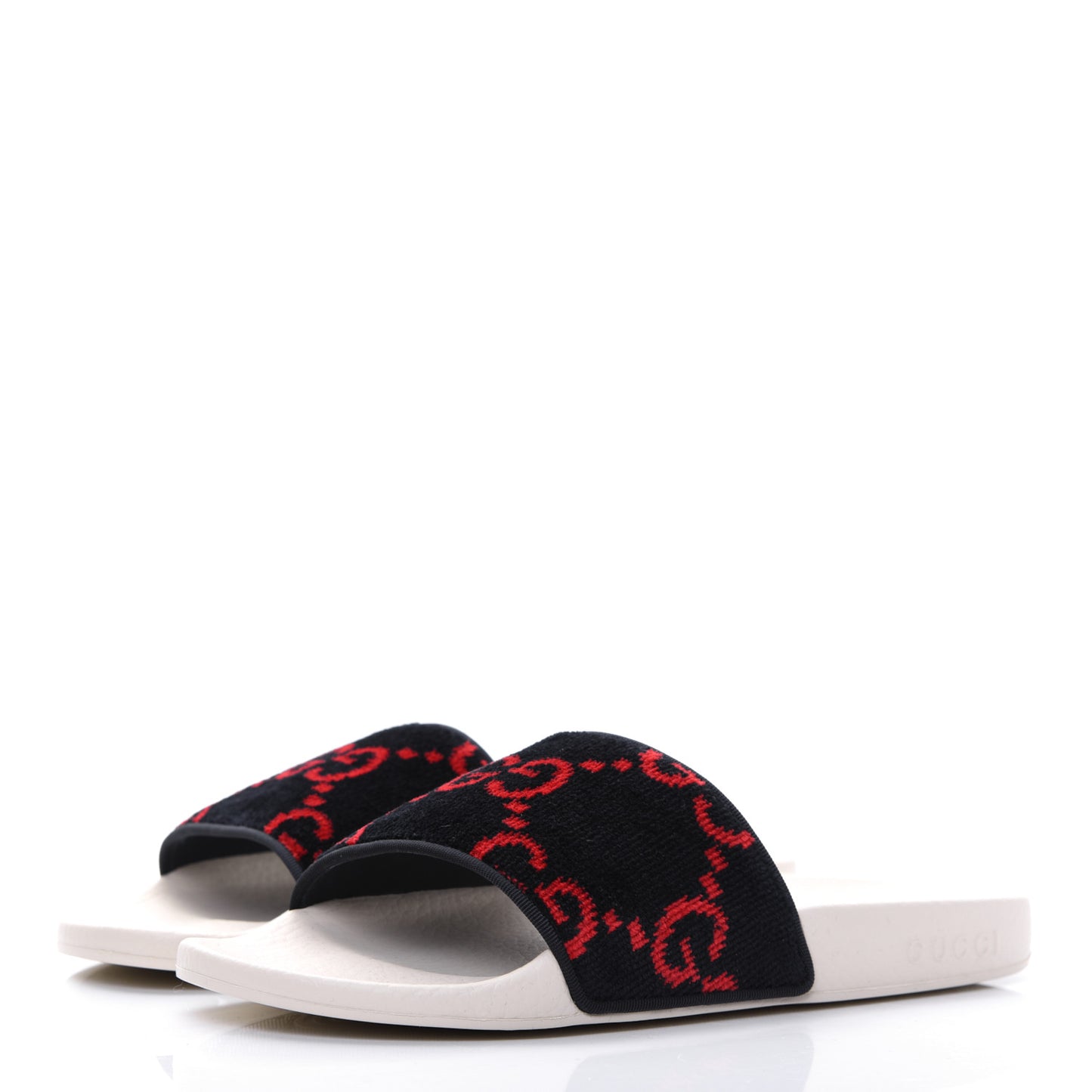 Terry Cloth GG Monogram Slide Sandals 39 Blue Red