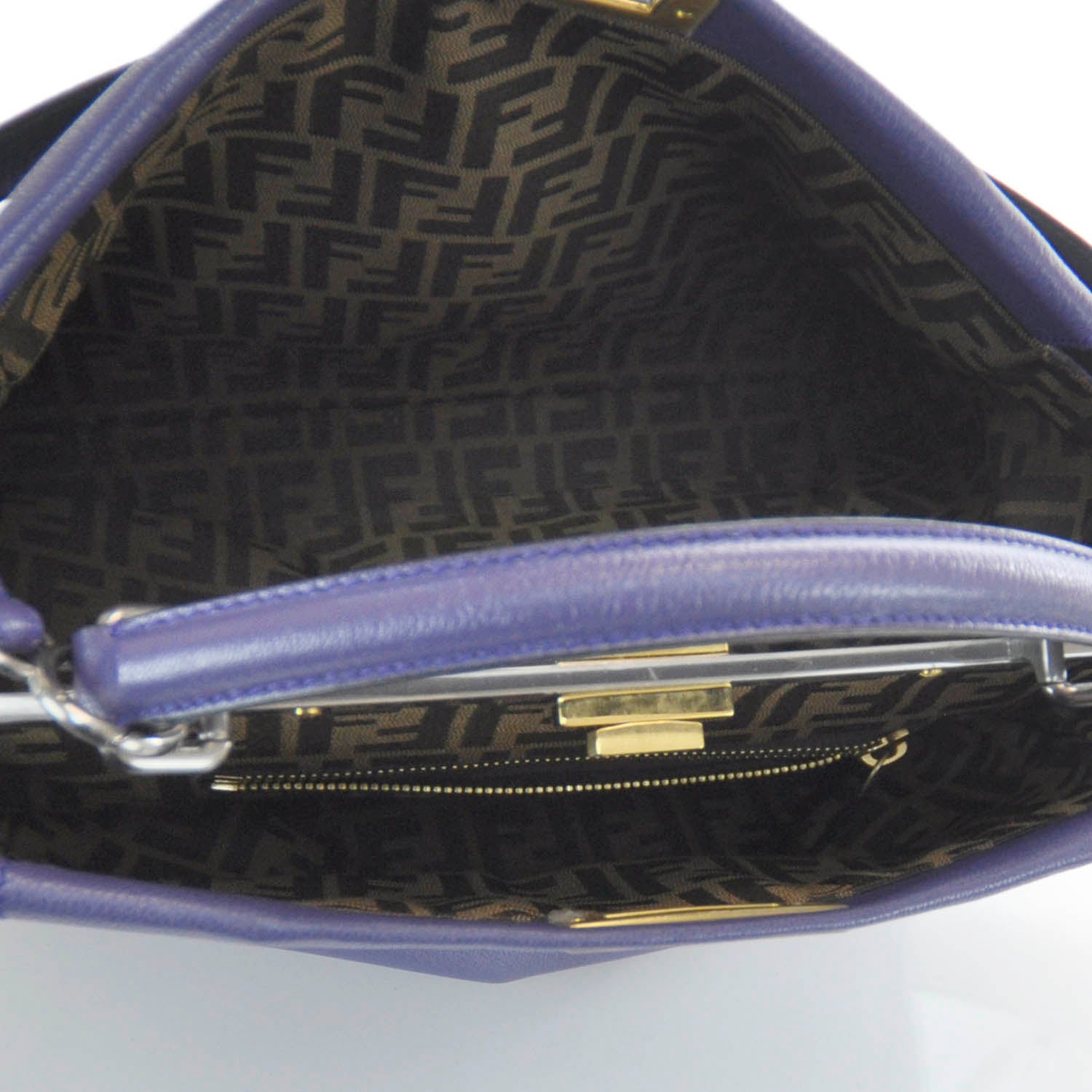 Fendi Goatskin Zucca Large Peekaboo Iconic Satchel Purple 6 of 8