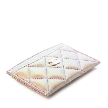 Chanel Iridescent Lambskin Quilted Card Holder Purple 4 of 9