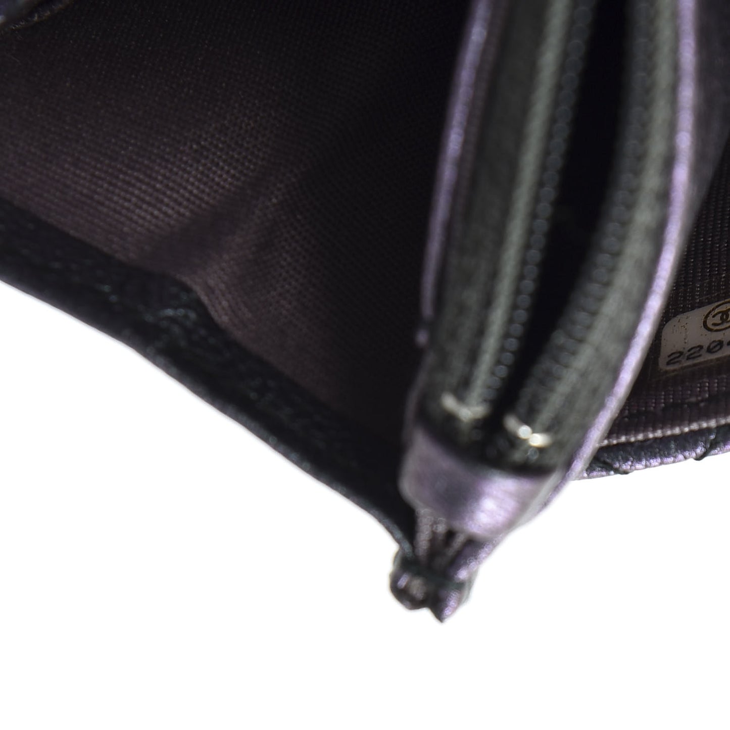 Iridescent Goatskin Quilted Wallet On Chain WOC Purple