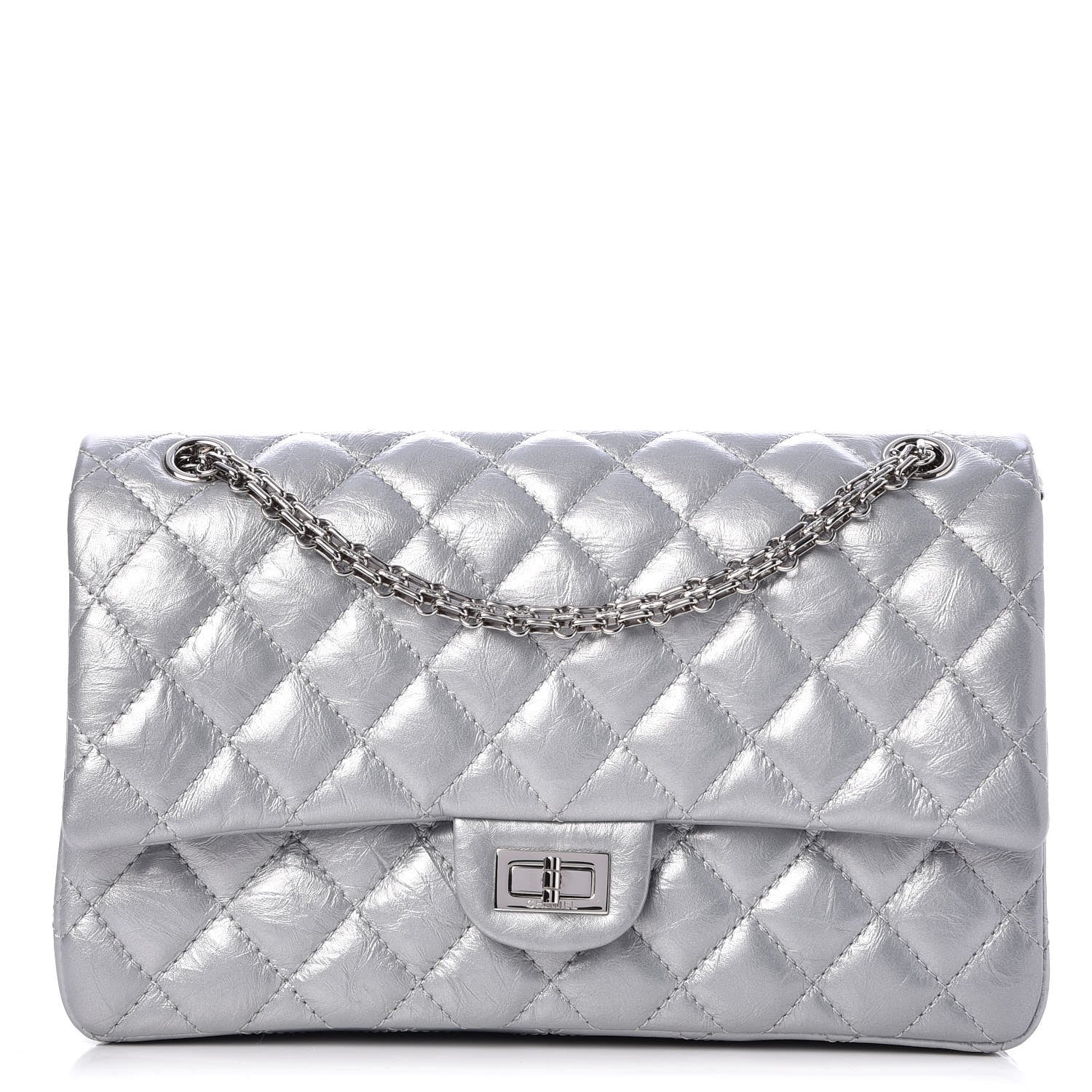 Chanel Metallic Aged Calfskin Quilted 2.55 Reissue 226 Flap Silver 1 of 9