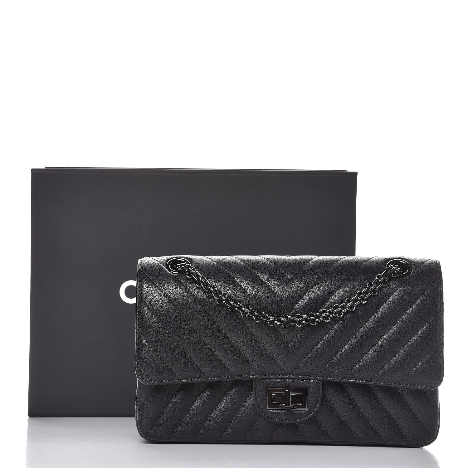 Chanel Sheepskin Chevron Quilted 2.55 Reissue 225 Double Flap So Black 9 of 9