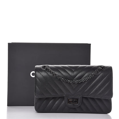 Chanel Sheepskin Chevron Quilted 2.55 Reissue 225 Double Flap So Black 9 of 9