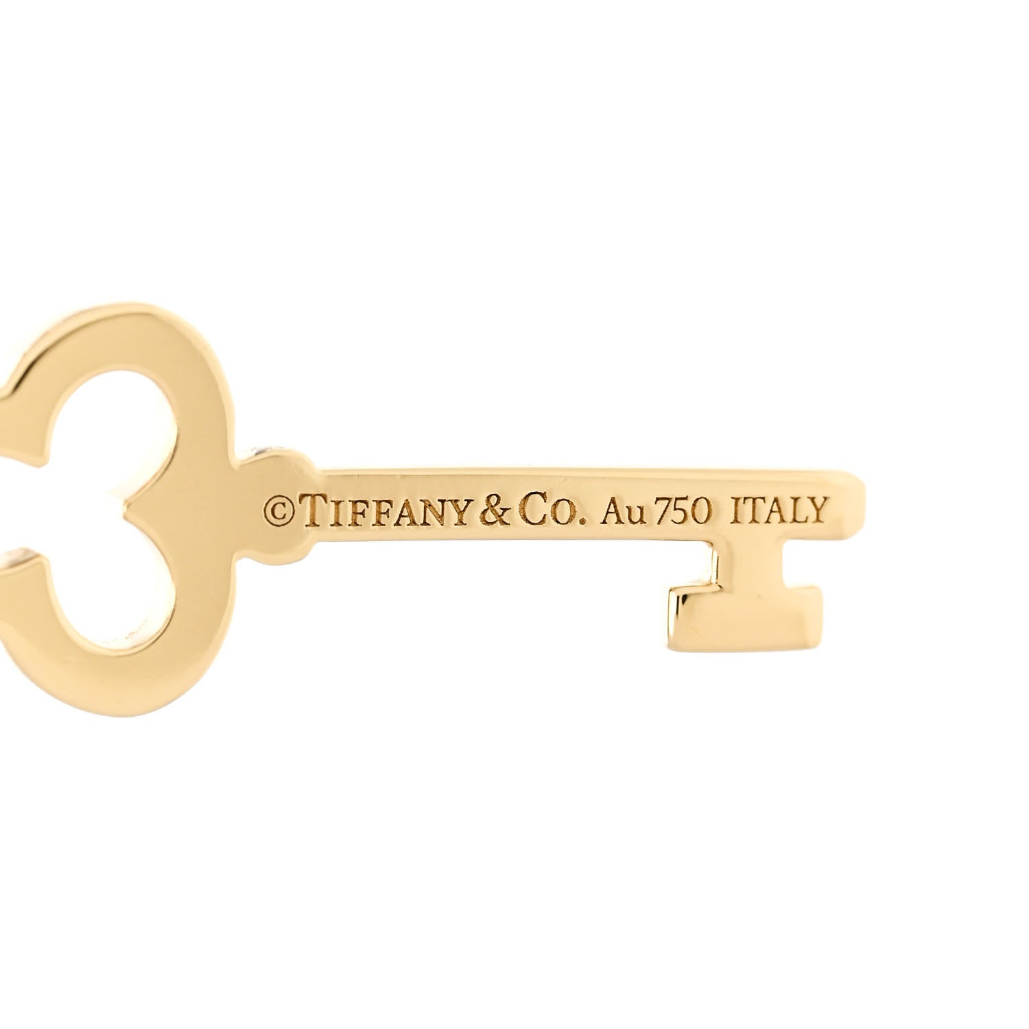 Tiffany 18K Yellow Gold Diamond Mini Open Trefoil Key Pendant 4 of 5