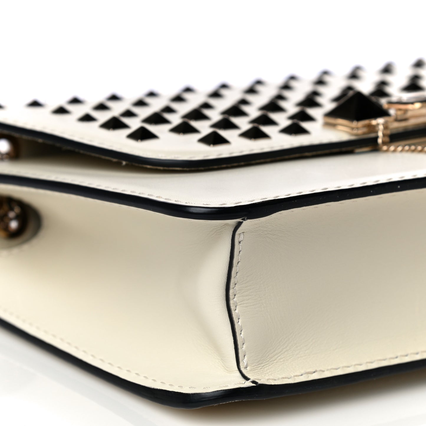 Vitello Small Rockstud All Over Demilune Shoulder Bag Light Ivory