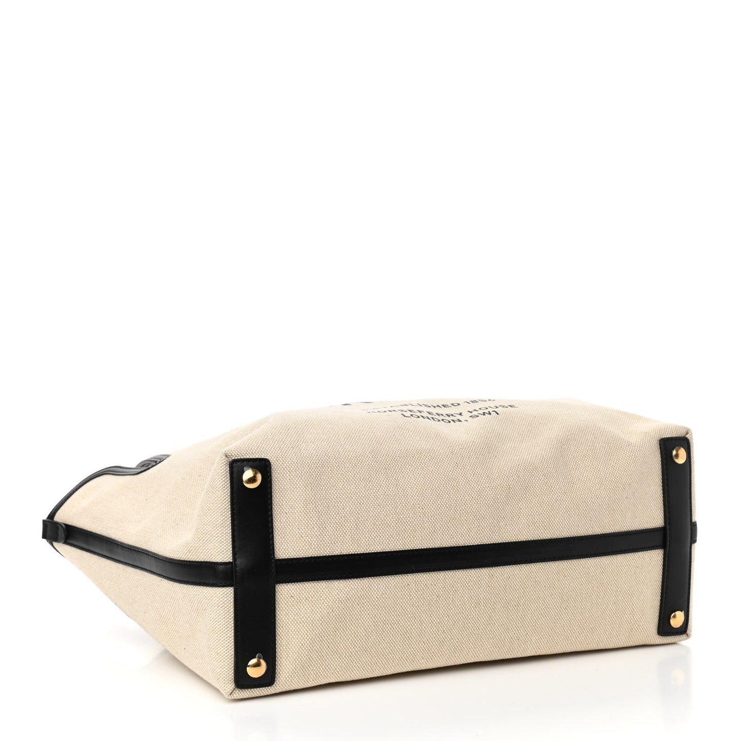 Cotton Soft Canvas Calfskin Medium Belt Tote Natural Black