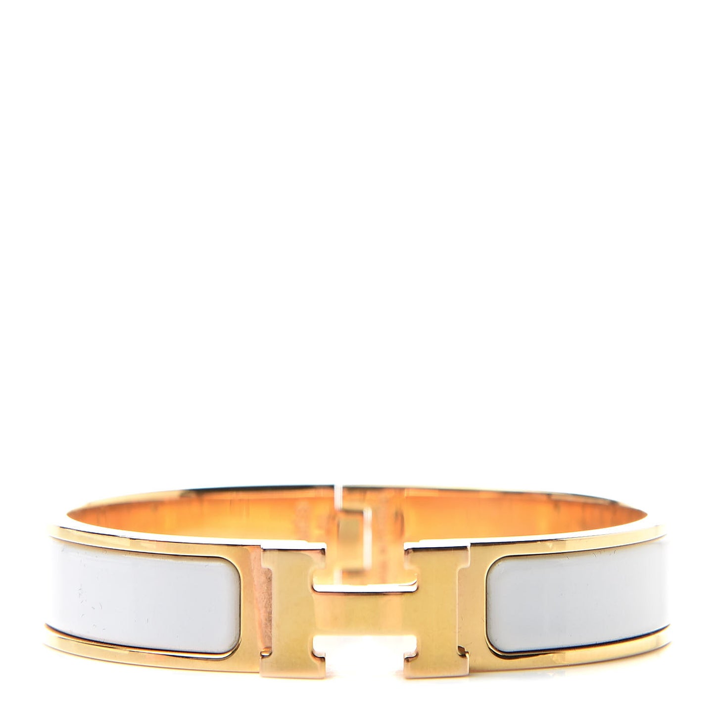 Enamel Narrow Clic Clac H Bracelet PM White