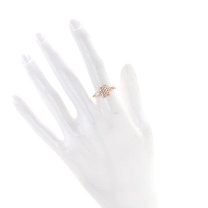 Tiffany 18K Rose Gold Diamond Mother of Pearl T Wire Ring 50 5.5 2 of 5