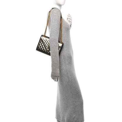 Saint Laurent Grain De Poudre Textured Mixed Matelasse Medium Triquilt Monogram Satchel Piombo 2 of 13