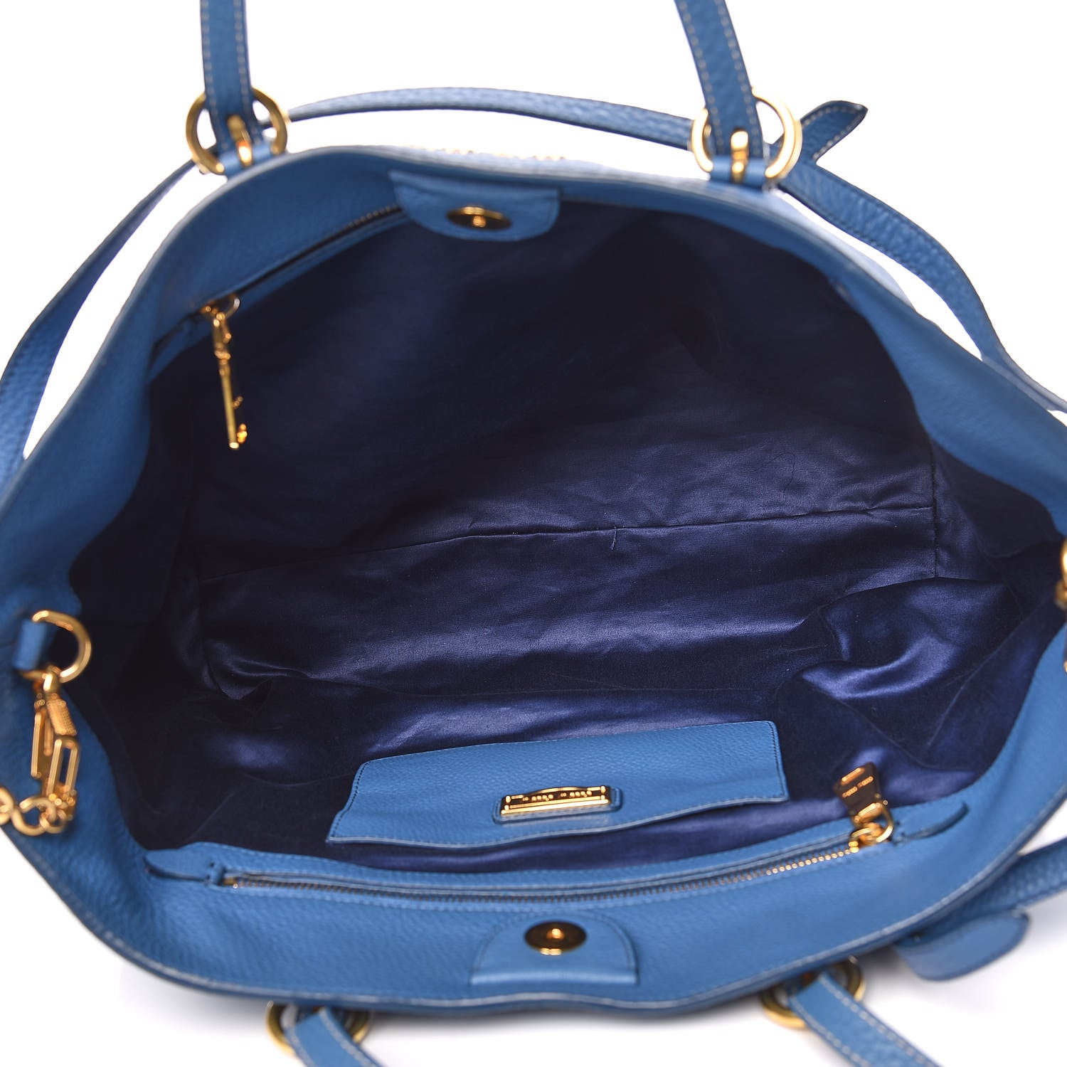 Miu Miu Vitello Daino Shopping Tote Cobalto 5 of 12