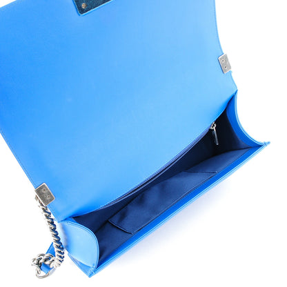 Chanel Calfskin Chevron Quilted Medium Boy Flap Bright Blue 6 of 9