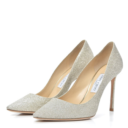 Jimmy Choo Glitter Romy 100 Pumps 39 Platinum Ice 3 of 7