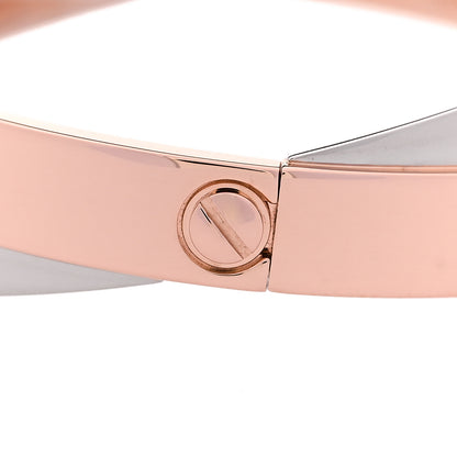 Cartier 18K Pink White Gold 12 Diamond Double LOVE Bracelet 16 5 of 7