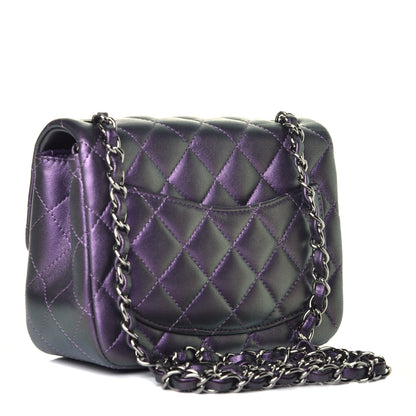 Chanel Iridescent Lambskin Quilted Mini Square Flap Dark Purple 3 of 9