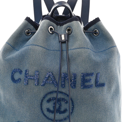 Chanel Canvas Sequin Large Deauville Backpack Blue 8 of 10