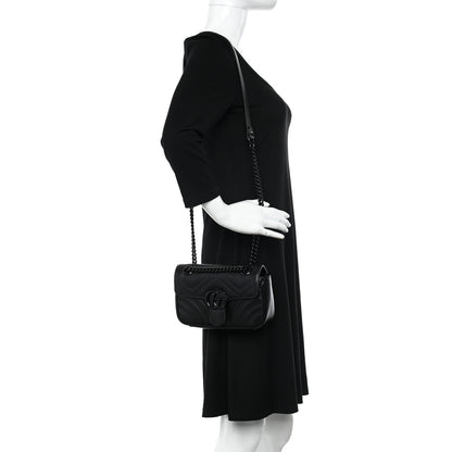 Gucci Calfskin Matelasse Monochrome Mini GG Marmont Shoulder Bag Black 2 of 11