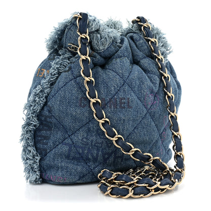 Chanel Denim Quilted Small Mood Bucket With Chain Blue Multicolor 3 of 9