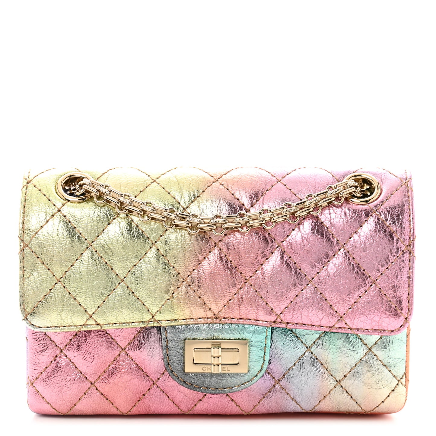 Metallic Goatskin Quilted Mini 2.55 Reissue Flap Multicolor