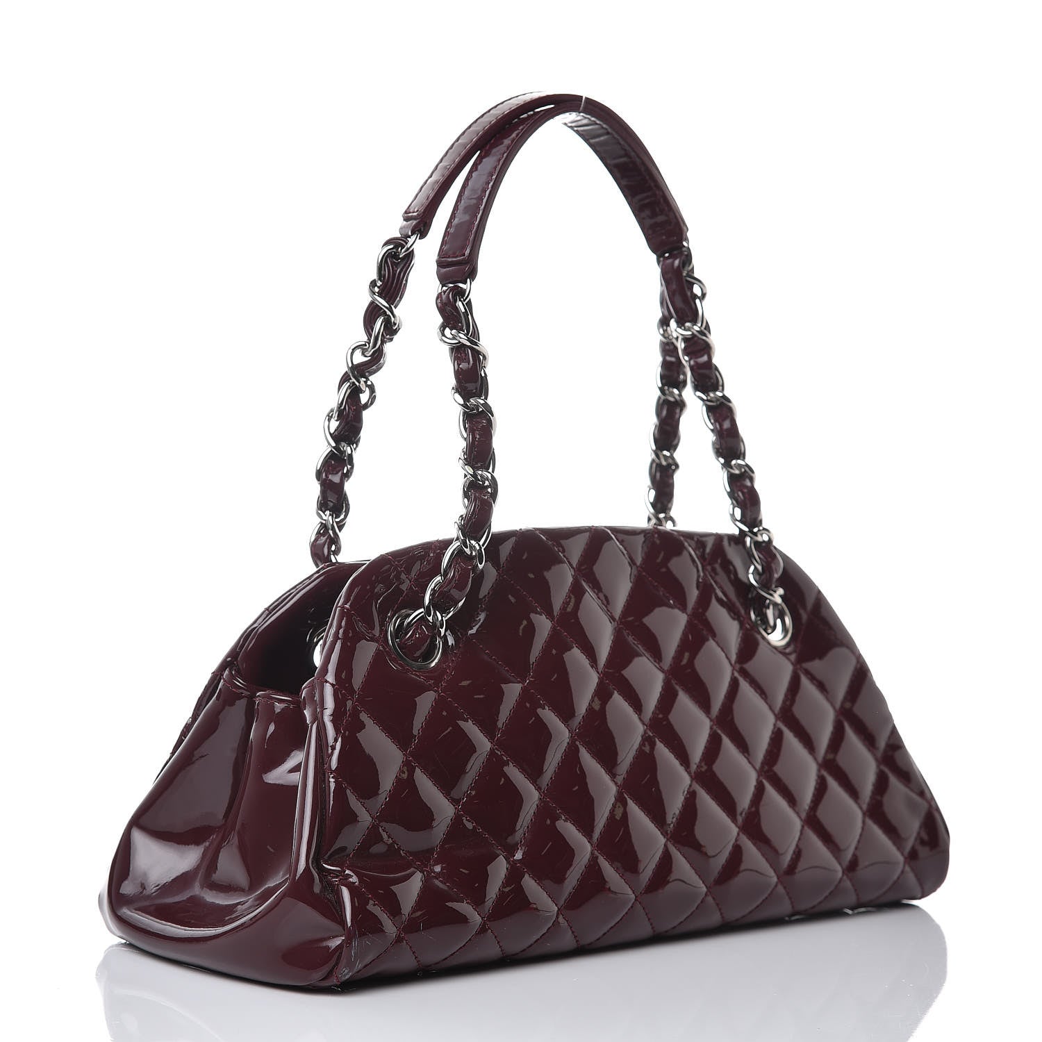 Chanel Patent Quilted Small Just Mademoiselle Burgundy 3 of 11
