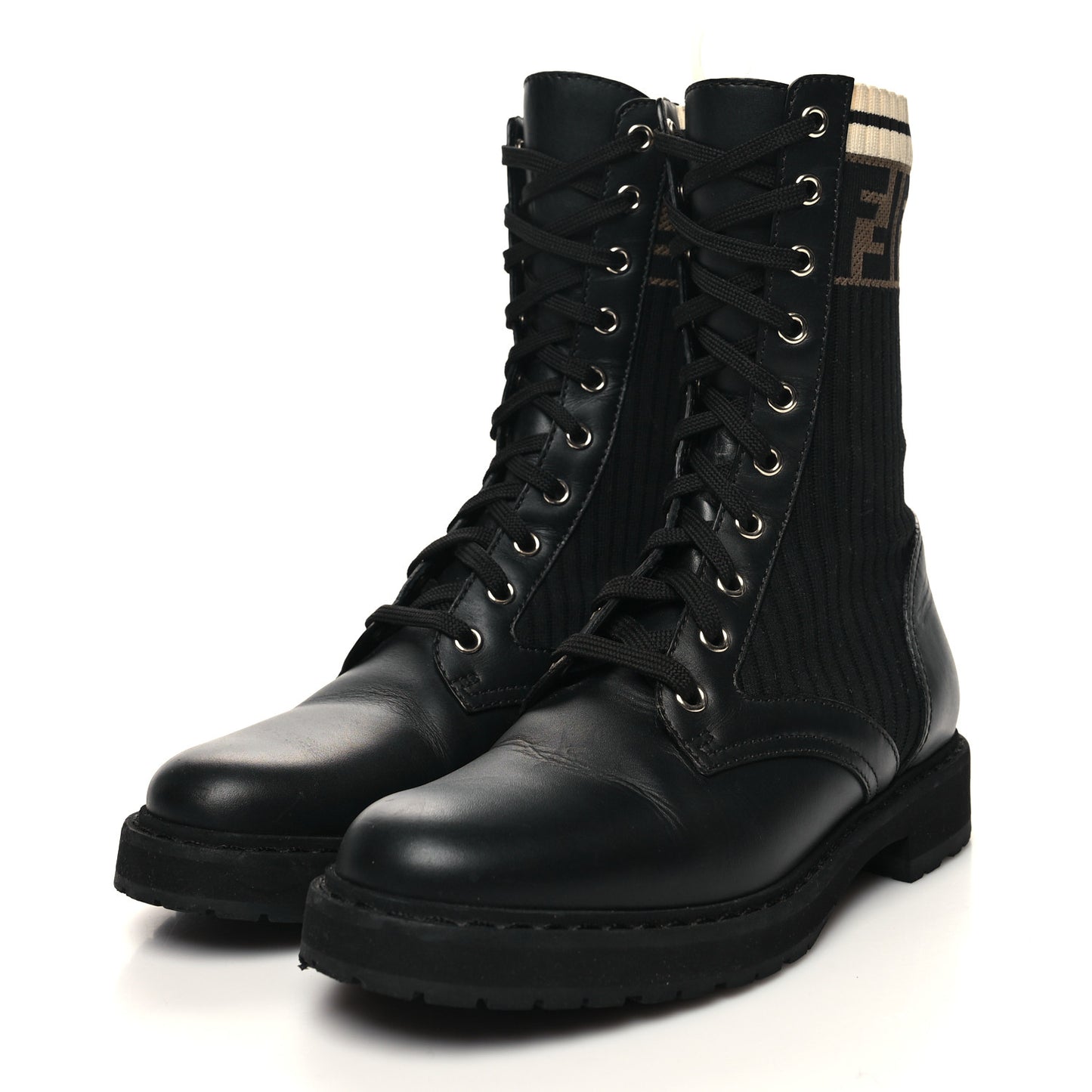 Calfskin Stretch Fabric Rockoko Biker Boots 37 Tobacco Black Marino