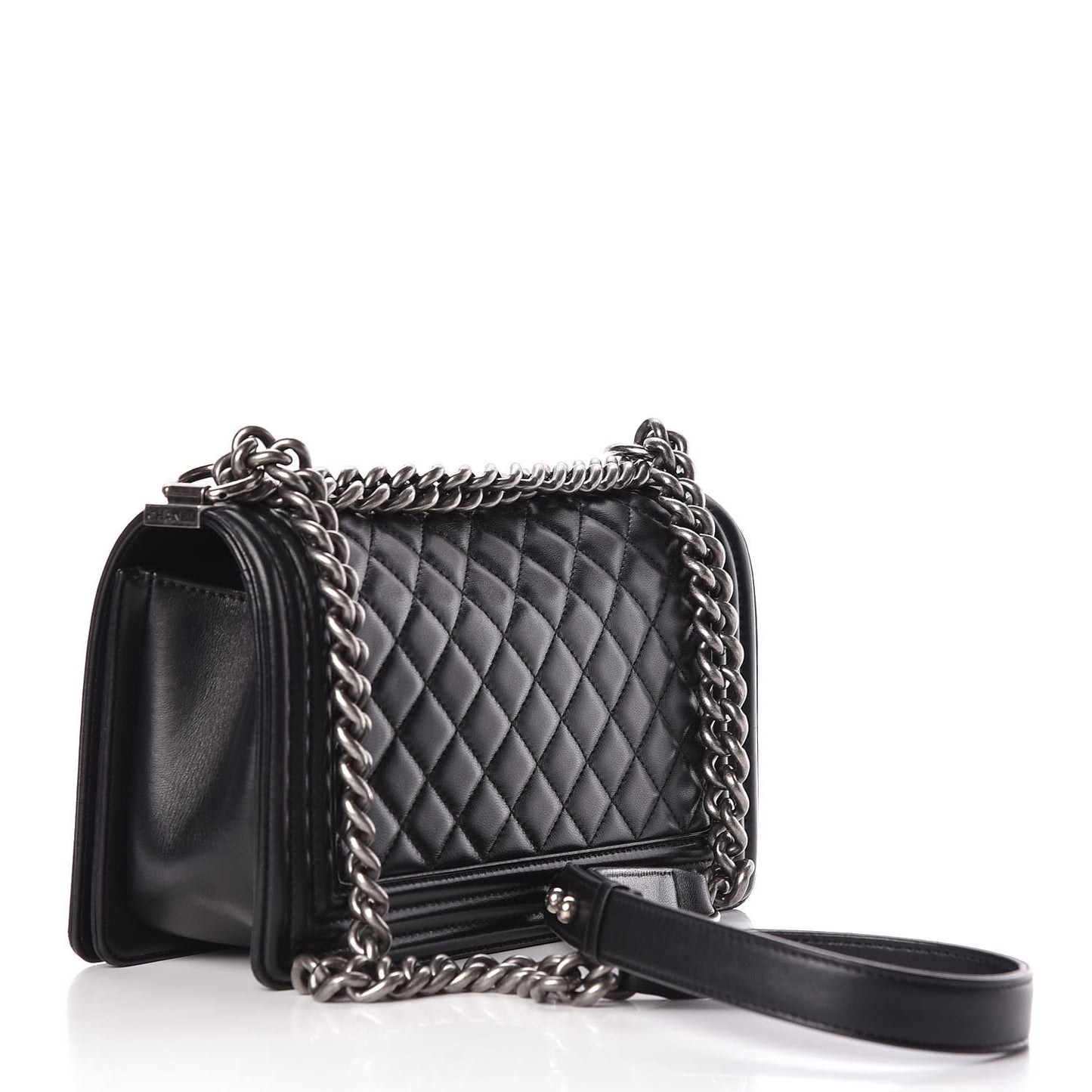 Lambskin Quilted Medium Boy Flap Black