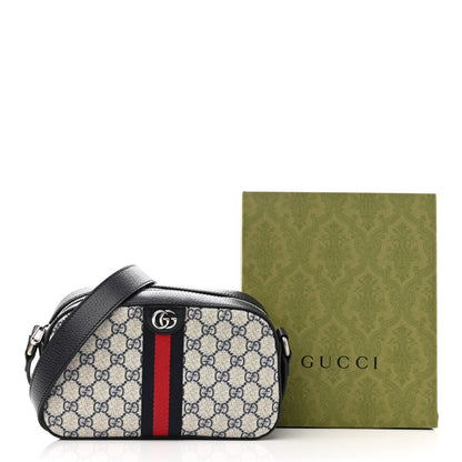 Gucci GG Supreme Monogram Textured Dollar Calfskin Web Small Ophidia Camera Bag Beige Blue 11 of 11