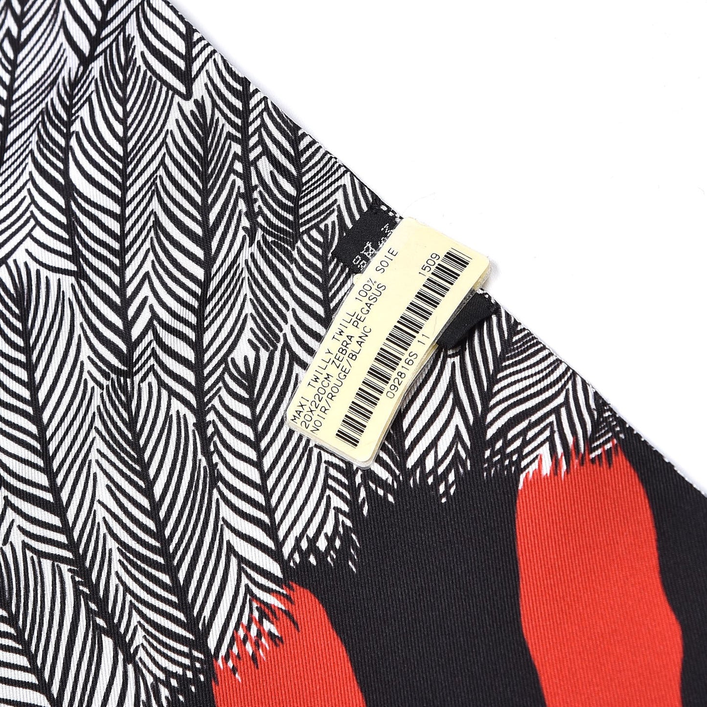Silk Zebra Pegasus Maxi Twilly Noir Rouge Blanc