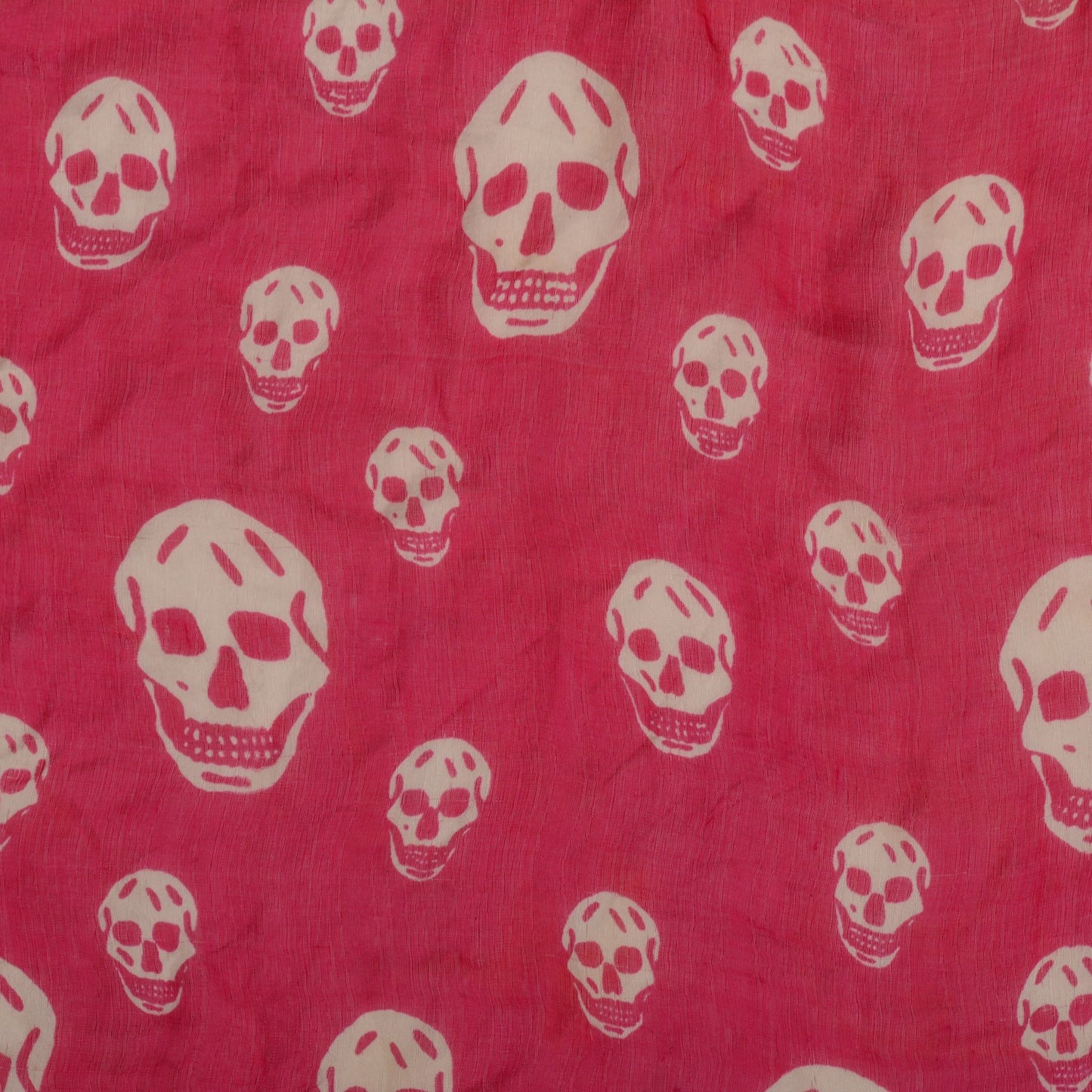 Silk Chiffon Skull Scarf Fuxia