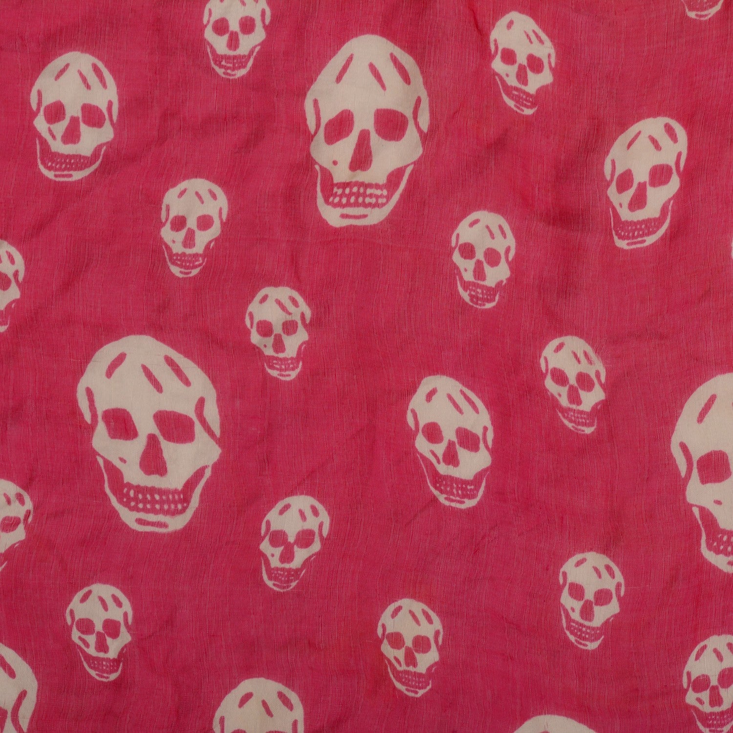 Alexander McQueen Silk Chiffon Skull Scarf Fuxia 1 of 8