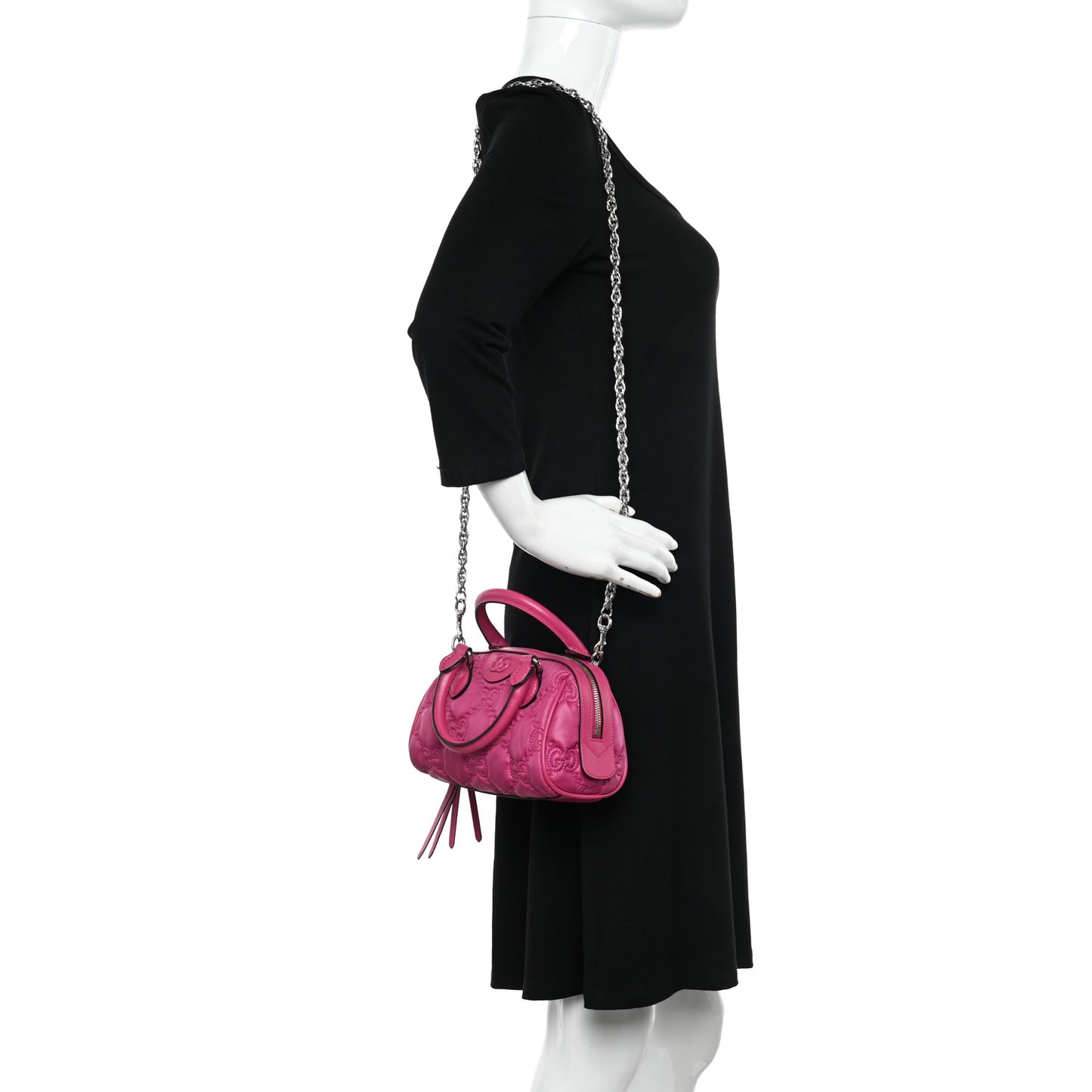Nylon Calfskin Enamel GG Matelasse Mini Bowler Bag Lovely
