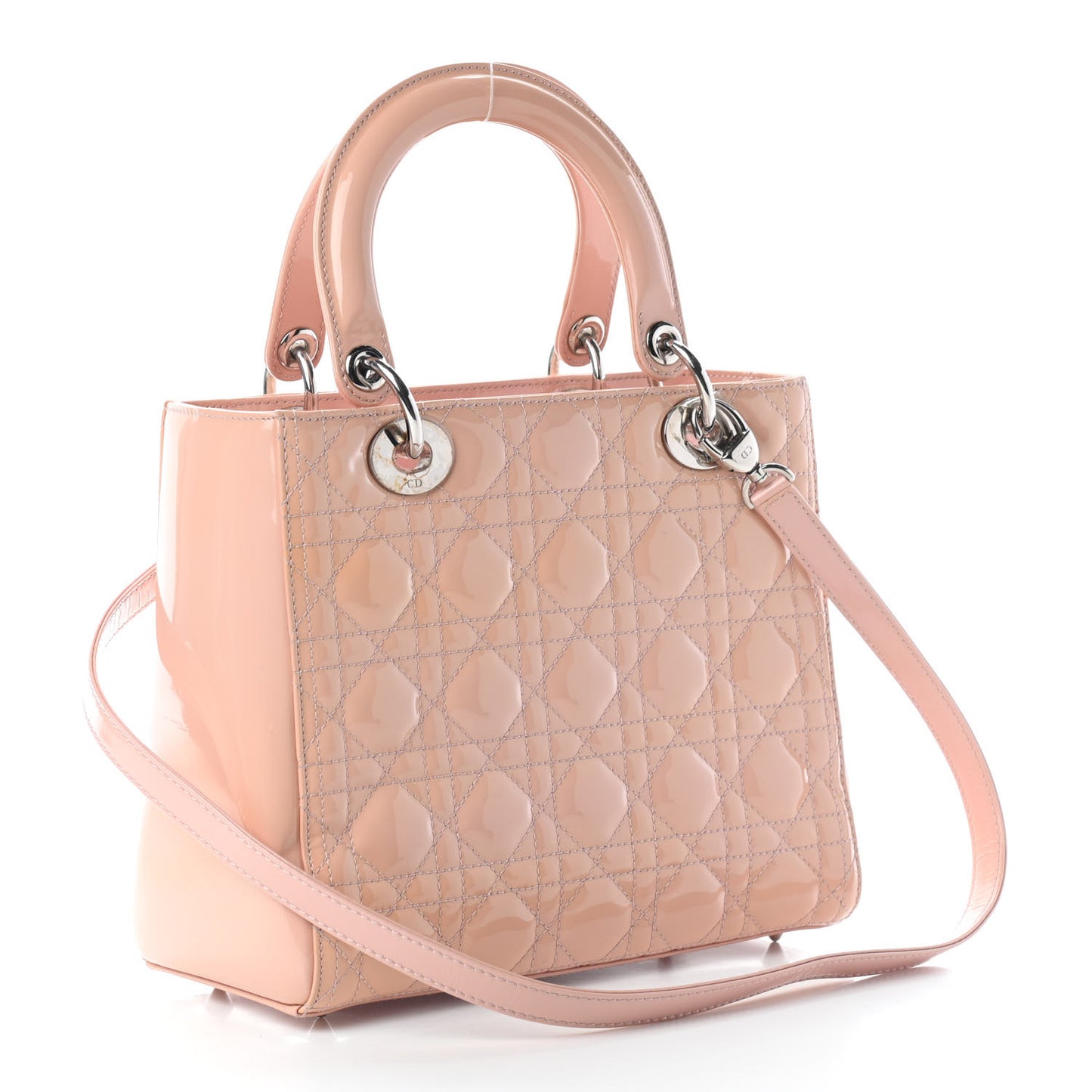 Patent Cannage Medium Lady Dior Light Pink