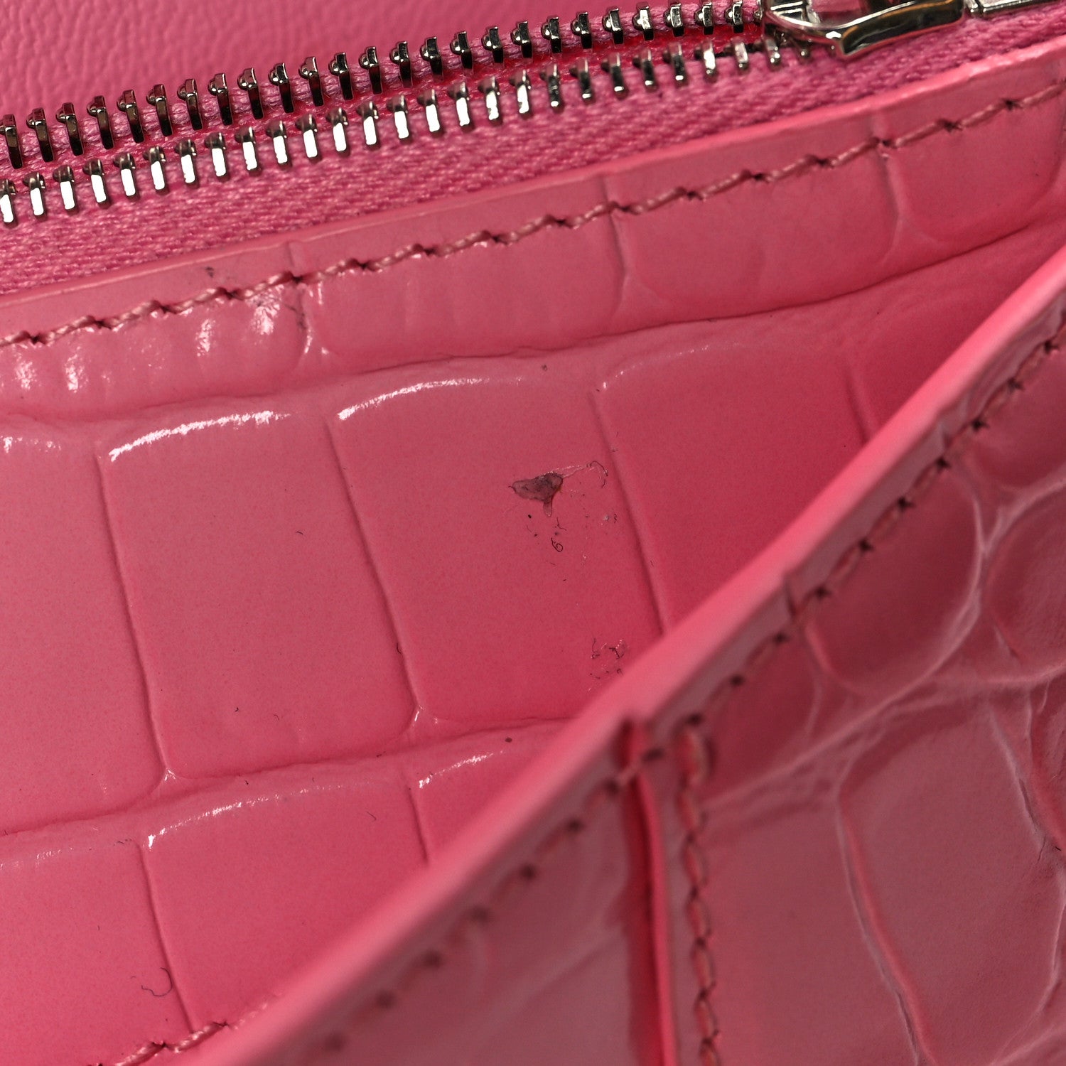 Balenciaga Shiny Calfskin Crocodile Embossed Hourglass Chain Bag Sweet Pink 12 of 12