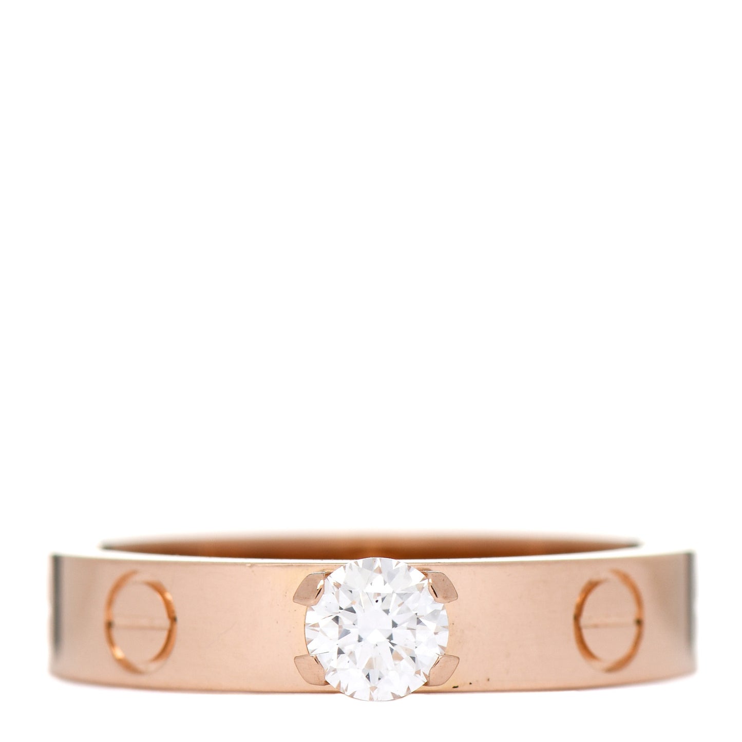 18K Pink Gold Diamond .24ct LOVE Solitaire Engagement Ring 50 5.25