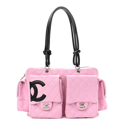 Chanel Calfskin Quilted Large Cambon Multipocket Reporter Pink Black 1 of 10
