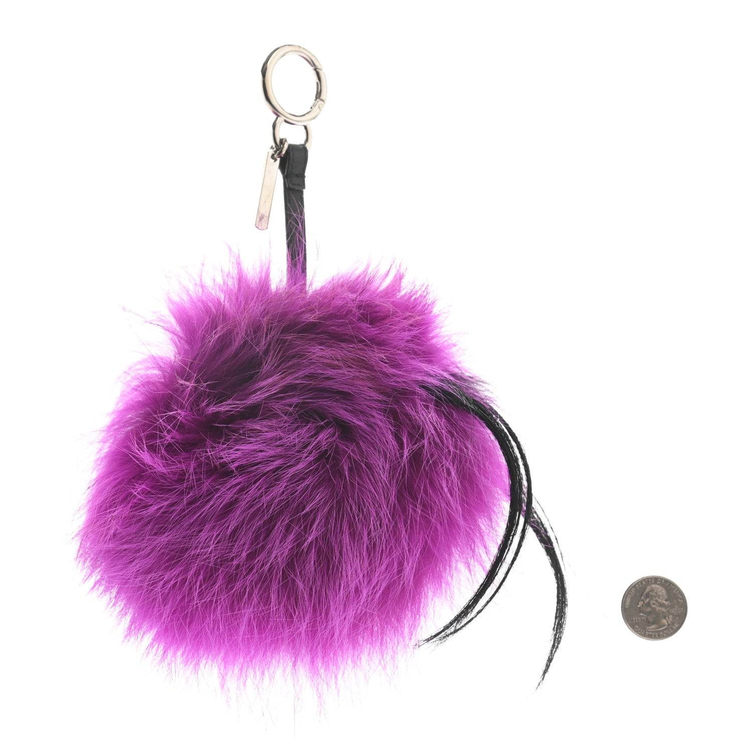 Fendi Fox Mink Goat Fur Oret Monster Bag Bug Charm Orchid Black 2 of 5