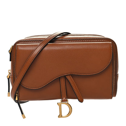 Christian Dior Goatskin Double Saddle Pouch Tan 1 of 11