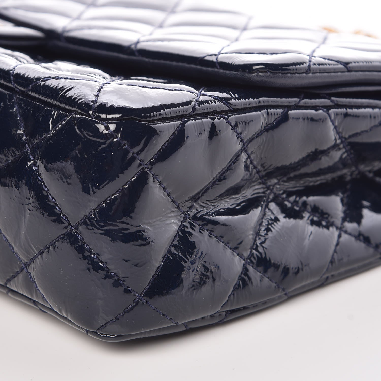 Chanel Distressed Patent Quilted 2.55 Reissue 227 Flap Dark Blue 9 of 10