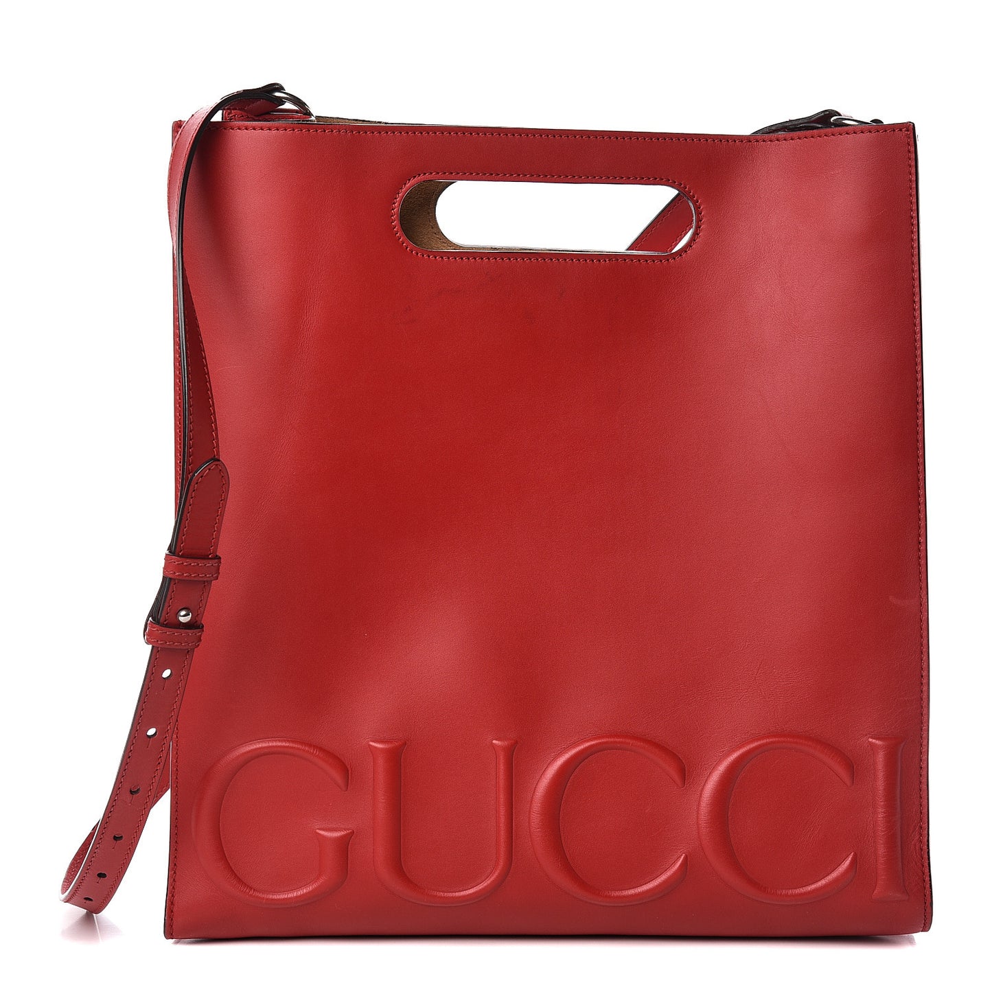 Calfskin Embossed Medium XL Tote Red