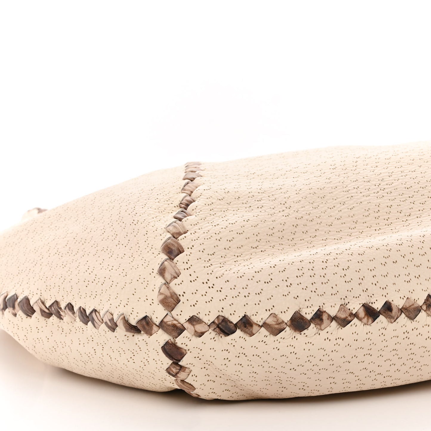 Cervo Deerskin Perforated Pekary Hobo Cream