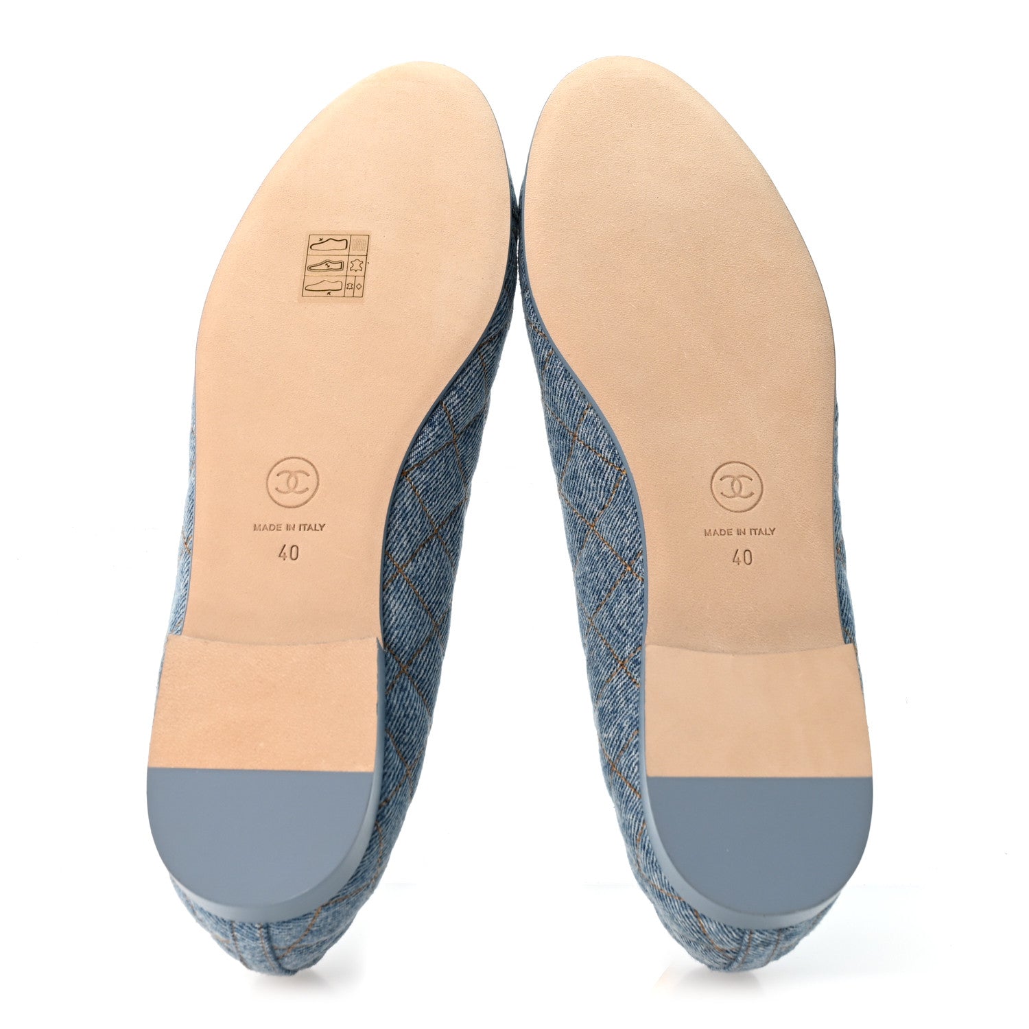 Chanel Denim Quilted CC Cap Toe Ballerina Flats 40 Light Blue 6 of 10